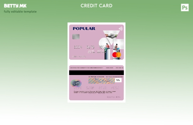 Модерен стил USA Popular, Inc. Шаблон за мастер картички на банка